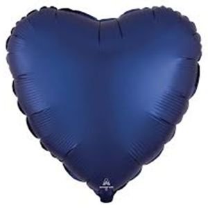 בלון מיילר 18- חלק לב כחול נייבי מט כרום אנגרם