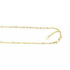 LUXURMAN Solid 10k Gold Sparkle Chain للنساء قابل للتعديل 1.5 مللي متر 