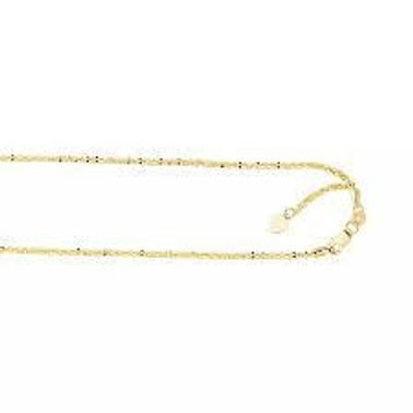 LUXURMAN Solid 10k Gold Sparkle Chain للنساء قابل للتعديل 1.5 مللي متر 
