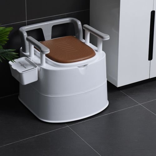 مرحاض متنقل لكبار السن  مقعد المرحاض مع مقابض ومسند لظهر  مرحاض مربع الشكل  