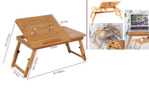 اثاث المنزل - طاولة سرير متحركة - طاولة سرير خشب. الخيزران المحمولة طاولة كمبيوتر محمولة قابلة للطي