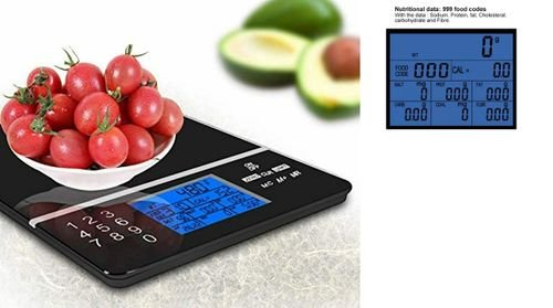 قياس السعرات ميزان ذكي Digital Nutrition Food Kitchen Scale - السعرات الحرارية بالطعام و كمية الملح