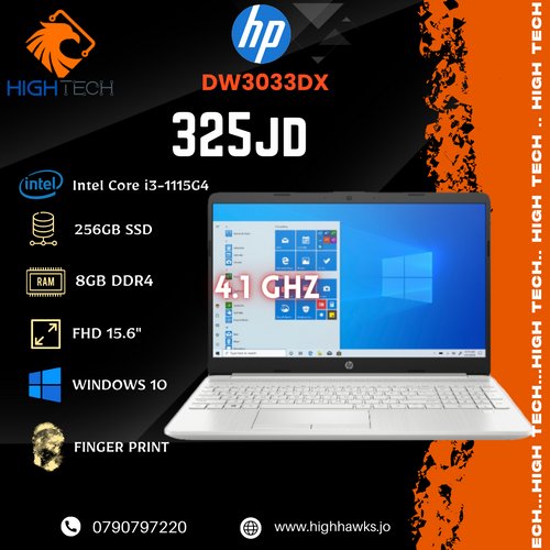 HP Intel Core i3-1115G4-256GB SSD-4RAM Fingerprint Win 10 Laptop - لابتوب اتش بي