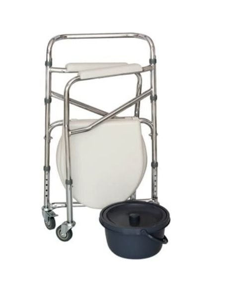كرسي حمام مع عجلات قابل للطي - مستلزمات طبية كرسي تواليت مع عجلات قابل للطي بعجلات - يتميز بخفة