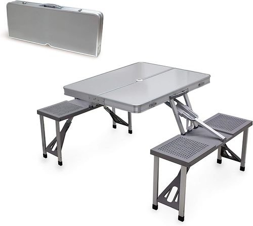 طاولة سفرة + 4 مقاعد طاولة الألمنيوم للرحلات قابلة للطي - اثاث حدائق - طاولة ألومنيوم قابلة للطي