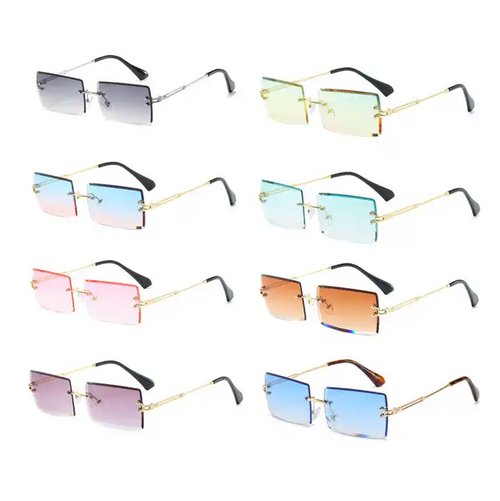 Fashion Rimless Sunglasses Women Trendy Small Rectangle Sun Glasses Summer