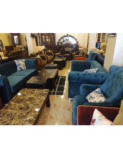 Sofa Set - 7 seats - Triple dual and 2 Individual - Turquoise