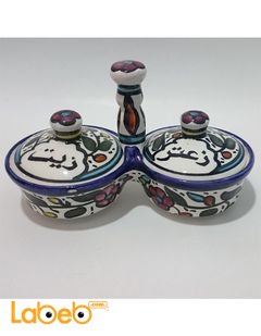Two bowl close fitting for thyme & oil - Hebron ceramic