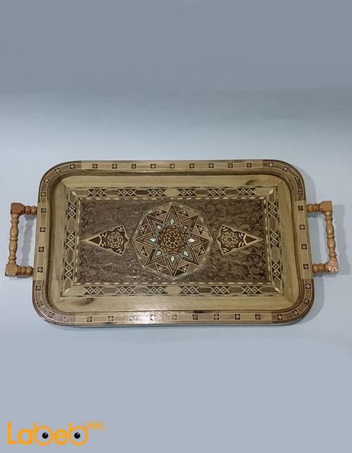 Wooden mosaic tray - Rectangular shape - With hands of wood