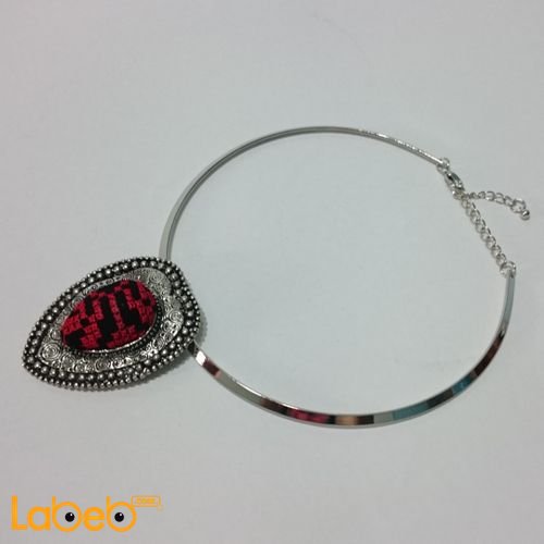 Eastern embroidery necklace - Heart shape - red color
