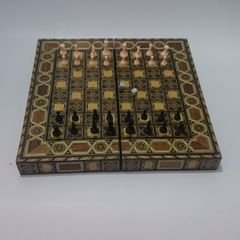طاولة الزهر الشطرنج الخشبية القيمة - موزاييك - حجم وسط
