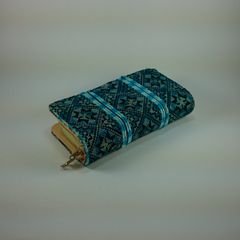 Lady Wallet (purse) -  embroidered design - Turquoise color