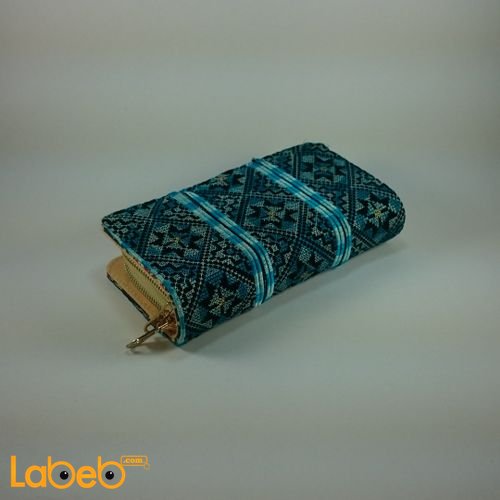Lady Wallet (purse) -  embroidered design - Turquoise color