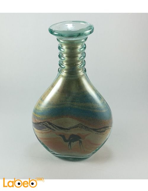 Sand Art glass bottle Colorful - Medium size - names dates design