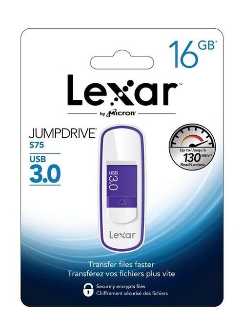 Lexar Jump Drive S75 USB 3.0 Flash Memory - 16GB - Purple - LJDS75