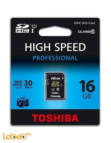 بطاقة الذاكرة توشيبا SDHC - ذاكرة 16 جيجابايت - SD-T016UHS1(BL5)