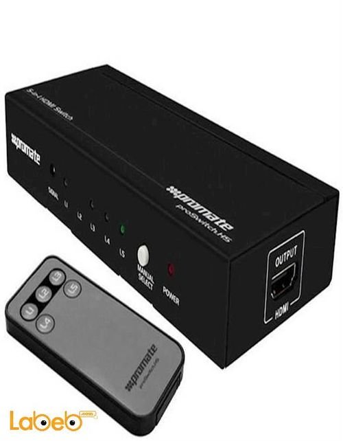 Promate - HDMI Mini Switch 5 in/1 out - black color - PROSWITCH.H5