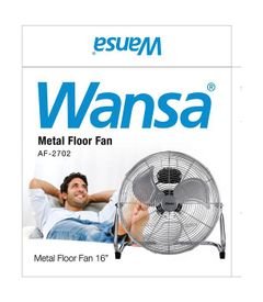 Wansa 16-inch Metal Floor Fan - 100W - model AF-2702