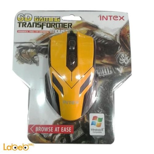 Intex wired computer mouse optical - black & yellow - IT OP108