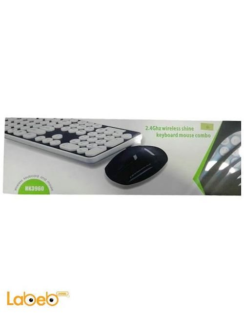 Bluefinger wireless keyboard and Mouse - black and white - Hk3960