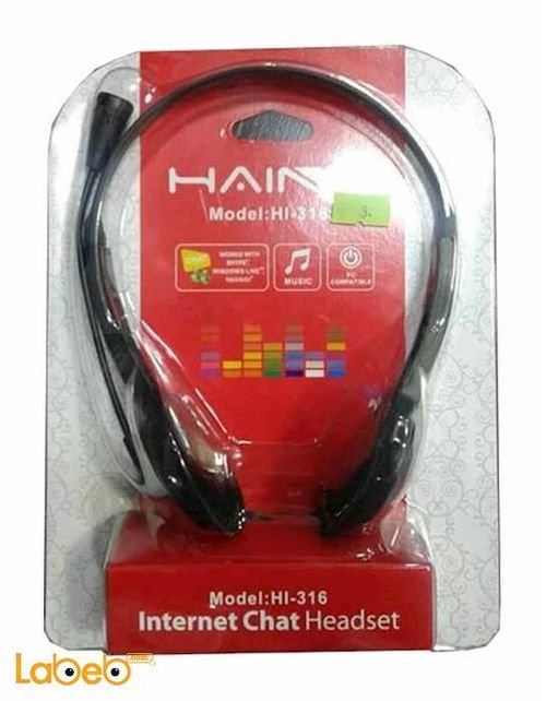 Haing intrernet chat headset - black color - microphone - HI-316
