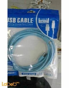 USB charger and transfare cable for mobiles - 3 meter - blue