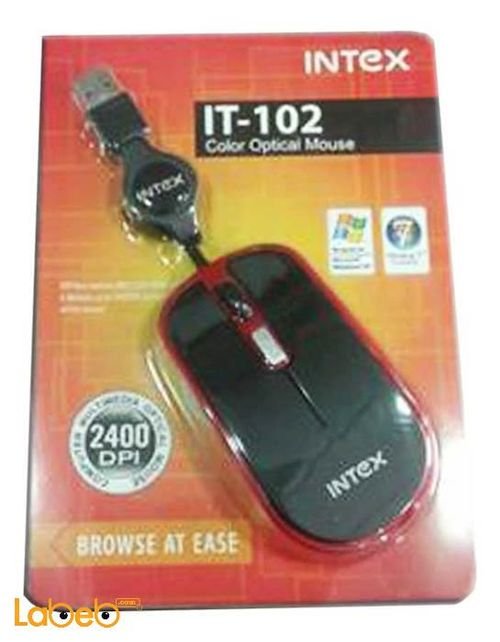 Intex color Optical Mouse - black and red - IT-OP102