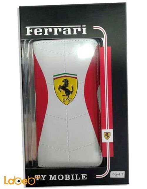 Ferrari Cover and Protector for Iphone 6 - White & Red color