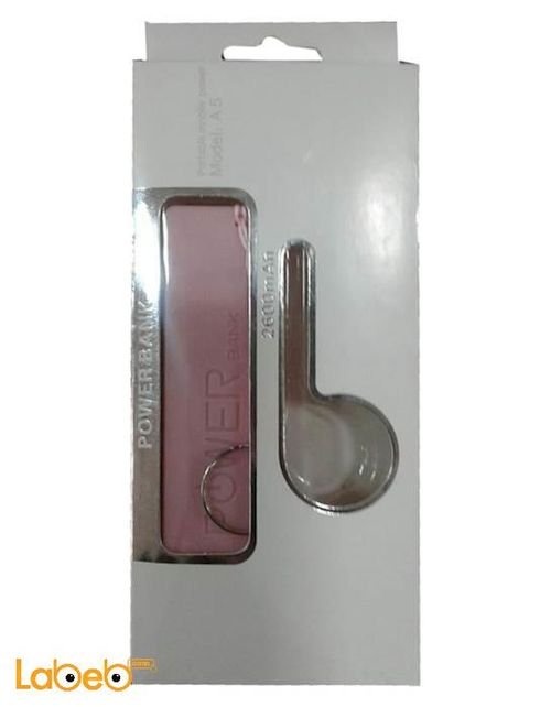 Mobile power bank - For all kinds of phones - 2600mAh - Pink - A5