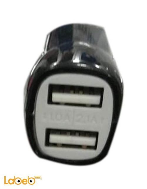 USB car adapter - 2 USB ports - Black color - Universal