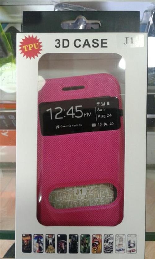 Samsung galaxy J1 Screen and back case - screen viewed - Pink