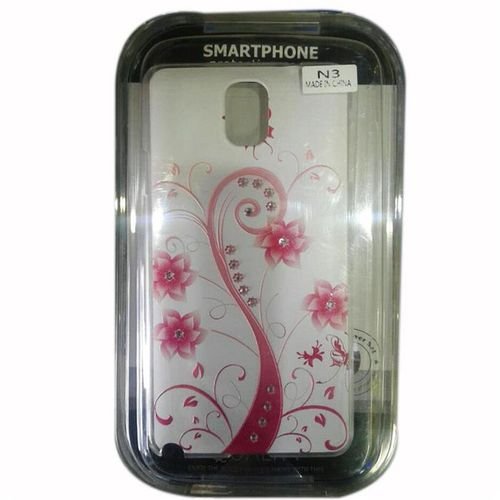 mobile Back cover - for samsung note 3 - white and pink color