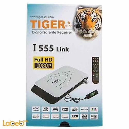 رسيفر تايجر I 555 Link - مدخل USB - دقة 1080 بكسل - لون ابيض