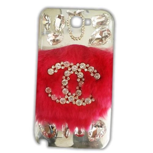 Mobile back cover - for galaxy note 2 - Pink & Silver Stones