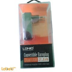 Ldnio universal adapter with usb slot - 2.1A - dual usb - black