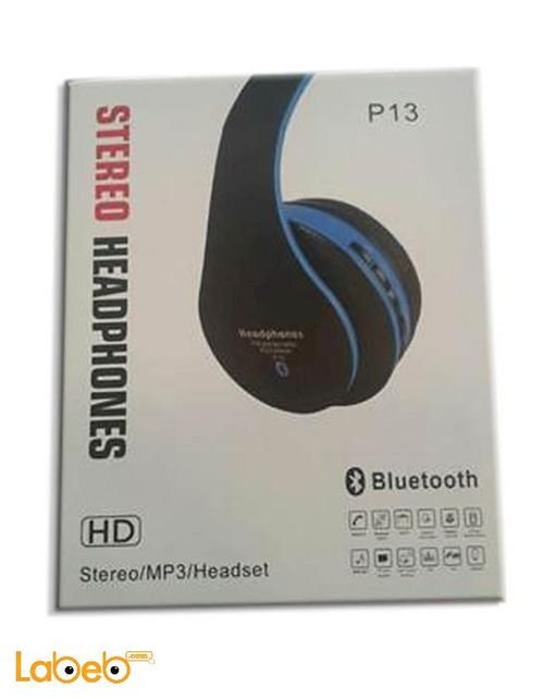 Wireles Headphones Stereo - Bluetooth 4.0 - black and blue - P13