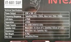 Intex Sub woofer - 5 Speakers - 35Watt - Black - intex it 601 SUF