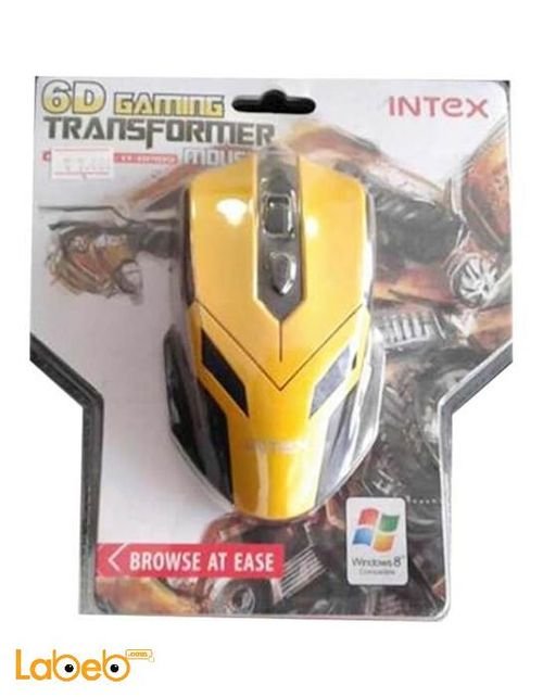 Intex transformer Mouse - 6 Buttons - Yellow color - IT-OP109