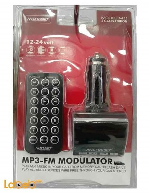 Microdigit MP3 FM Modulator - 12-24V - USB - remote control - M11