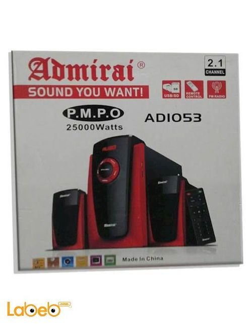 Aadmirai Speaker - 25000W - 2.1channel - USB - FM Radio - ADIO53