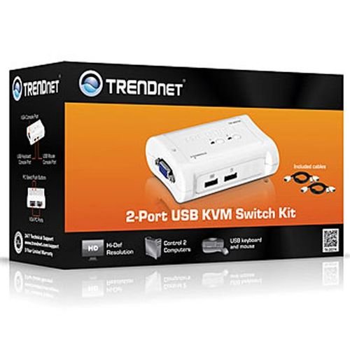 TRENDnet 2-Port USB KVM Switch Kit - white - model TK-207K