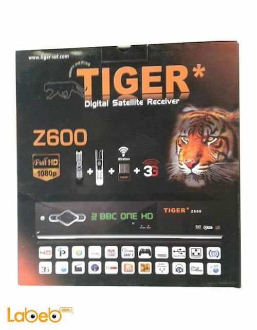رسيفر تايجر z600 - منفذين USB - واي فاي - 1080 بكسل - يدعم 3G