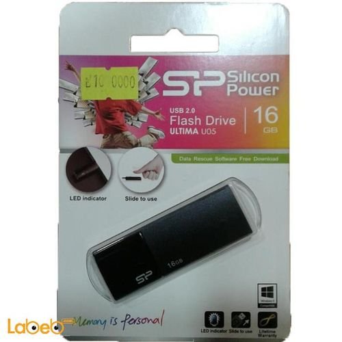 SP Flash Drive - 16GB - USB 2.0 - Black - Ultima U05