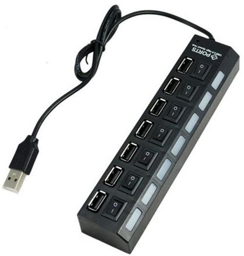 HI Speed USB2.0 Super HUB - 7 ports - Black Color - XPB-HUB3
