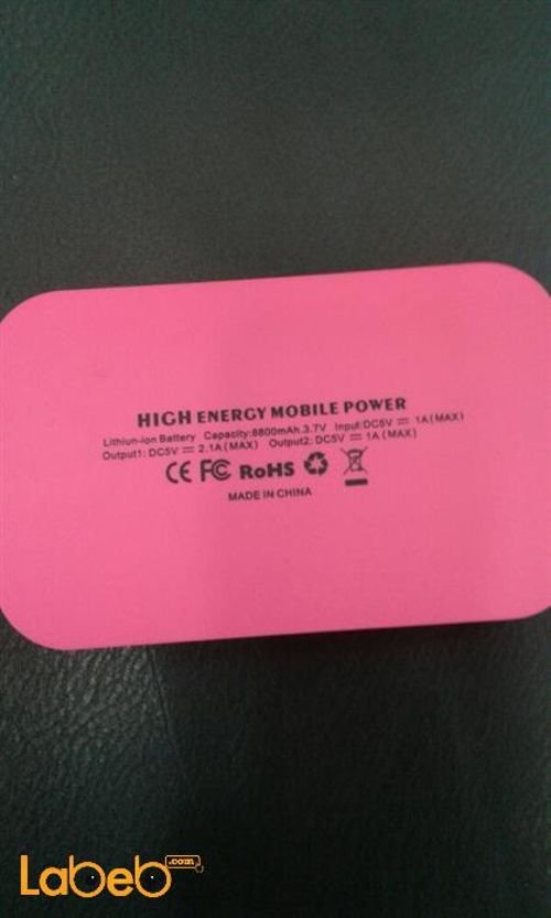 Chinese External Power Bank - capacity 8800mAh - pink color