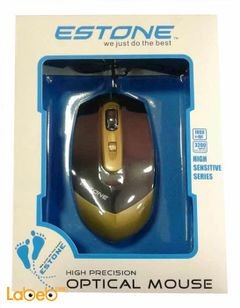 Estone computer Wired Mouse - 1600DPI - Black & Gold - M5