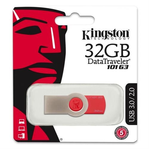 Kingston 32GB DataTraveler 101 G3 - USB 3.0/2.0 Flash Drive - Red