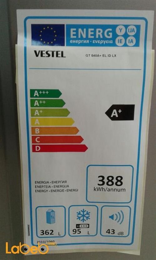 Vestel Refrigerator top freezer - 24cft - 457L - silver - GT 540A