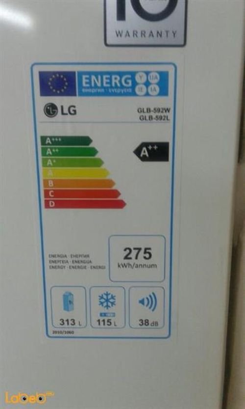 LG Top Mount Refrigerator - 24CFT - 428L - white - GLB-592W