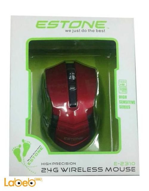 Estone wireless mouse - 6 buttons - 2.4GHz - Black & Red - E-2310